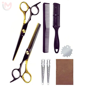Ensemble de ciseaux de barbier professionnels de haute qualité en acier inoxydable, ciseaux à effiler, rasoir droit, kit de coiffure OEM - Product Image 2