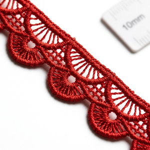 Ribete de encaje GPO de guipur rojo de 10 mm al por mayor, ecológico, 20 metros, para dobladillos de vestidos, dupattas, manualidades, costura, bolsos y empaques de regalo - Product Image 1