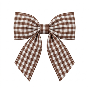 ริบบิ้นโกรเกรนลายตารางสีน้ำตาลขาวขนาด 15 มม. ขายส่ง สำหรับงานห่อของขวัญ งานเย็บปักถักร้อย งานฝีมือ ตกแต่ง และบรรจุภัณฑ์สไตล์เรียบง่าย - Product Image 1