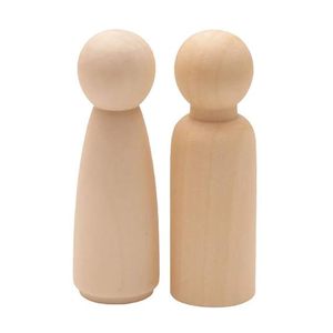 Poupées en bois de pin non finies, corps de poupées sculptés en bois naturel, forme irrégulière polie, autoportantes, pour peinture DIY et artisanat à domicile - Product Image 1