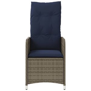 Silla Reclinable de Patio de Poliratán Gris con Cojines, Muebles de Exterior Contemporáneos, Base de Aluminio, Diseño Moderno - Product Image 6