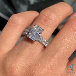 Anillo de Compromiso y Boda de Lujo con Moissanita Pavé de Corte Brillante, Certificado IGI, Chapado en Rodio, Oro Blanco para Mujer, Regalo - Product Image 6