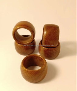 Anneaux de serviette en bois naturel de couleur bois, écologiques, luxueux, personnalisables, de haute qualité, modernes, pour tables à manger et cadeaux d'affaires - Product Image 3