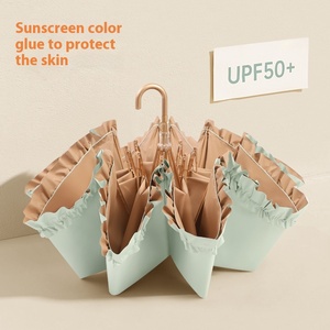 Sombrilla Portátil Ligera Goddess, Color Sólido, Encaje, Protección UV, Plegable en Tres Partes, Función Impermeable, Estilo Fresco - Product Image 1