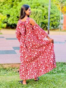 Women's Girls' Printed Pure Cotton Maxi Dress Indian Block Print Casual Summer Evening Party Trendy Wholesale Long Midi Bulk - Product Image 2