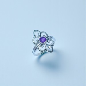 แหวนพลอยอเมทิสต์สุดทึ่งน้ำหนักเบา925แหวนเงินประทับ - Product Image 2