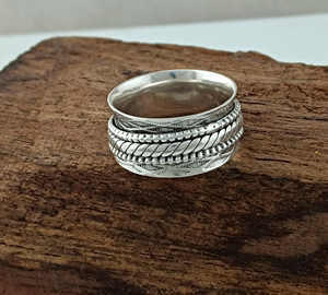 Wholesale Classic 925 Sterling Silver Party <b>Spinner</b> <b>Ring</b> Braided Rope Beaded Double Spinning Band Anti Anxiety Meditation - Product Image 6