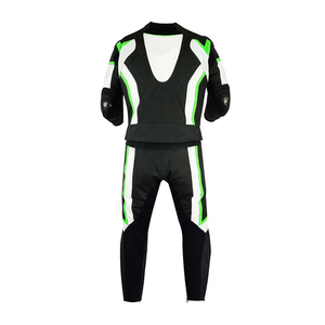 Combinaison de moto en cuir noir, blanc et vert pour homme, manches longues, coupe-vent, toutes saisons, respirante, avec blocs de couleur - Product Image 6