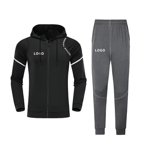 Full Zipper Black Tracksuits Soccer Team Training Football Jacket <b>Pant</b> Set High Quality Men Soccer Tracksuit - Product Image 2