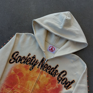 Sudadera con Capucha Retro Personalizada, Nueva y Popular 2026, Estilo Crop Oversize, 100% Algodón Felpa, Secado Rápido, Transpirable, Ecológica, con Bolsillo Frontal, para Hombre - Product Image 3