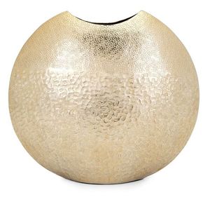 Vase à fleurs décoratif en aluminium de forme disque à motifs linéaires Art Déco, style vague métallique - Product Image 6