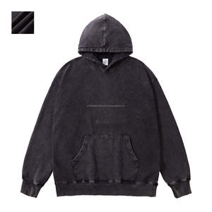 Sweat à capuche vintage d'hiver en coton pur lavé à la lumière Retro Wax Dyed Men's Hoodie Acid Wash Hoodies - Product Image 2