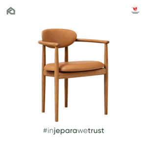 Fauteuil de salon en teck massif de style mid-century, siège rembourré en cuir, fauteuil lounge moderne, mobilier pour hôtel, villa, maison - Product Image 3