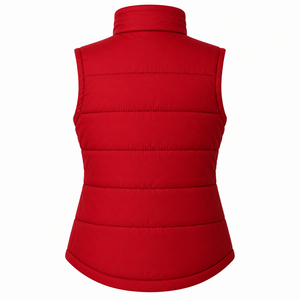 Wholesale <b>Women</b> <b>Sleeveless</b> Puffer Vest Stand Collar Padded Zip Pockets Solid Color Custom Winter Warm Polyester/Nylon Bodywarmer - Product Image 2