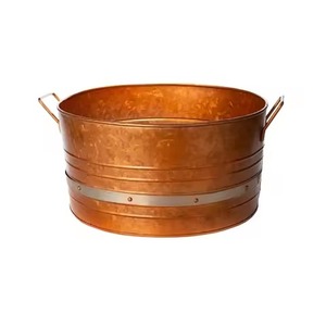Bac à boissons en cuivre martelé, grand seau à glace ovale, refroidisseur de bière et de vin pour fêtes, mariages et bars à domicile - Product Image 1
