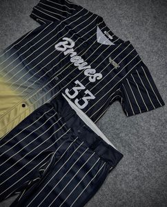 Camiseta de Béisbol Personalizada de los Braves para Hombre, Manga Corta, a Rayas, 100% Poliéster, Absorbe la Humedad, para Todas las Temporadas, Corte Regular - Product Image 1