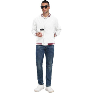 Veste universitaire à rayures fines pour homme, mélange de laine, motif lignes fines, style classique baseball, style gentleman - Product Image 1