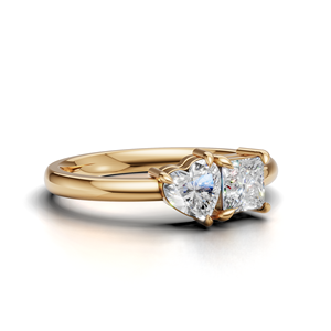IGI Certified Lab Grown Diamond Toi Et Moi <b>Ring</b> 18K Yellow / White & Rose Gold Princess & Heart Shape Engagement <b>Ring</b> For Women - Product Image 3