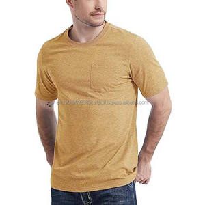 T-shirt vierge en gros avec logo personnalisé, 100 % coton, pour homme, coupe ample avec poche - Product Image 3
