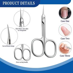 Kit Profesional de 6 Piezas para el Cuidado de Uñas y Cutículas de Acero Inoxidable - Tijeras Resistentes, Lima de Uñas, Empujador de Cutículas, Cortaúñas, Tijeras - Product Image 3