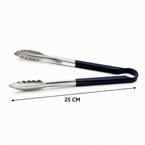Stainless Steel Heavy Duty <b>Kitchen</b> <b>Tongs</b> 25 cm Heat Resistant Blue Handle | Multipurpose Cooking BBQ Serving <b>Tongs</b> for Food | - Product Image 1