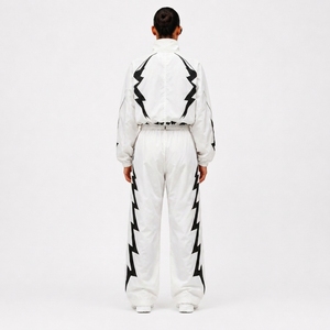 Black Nylon Tracksuit <b>Set</b> Athletic Jacket and Pants for Sports Training Fitness Running Workout Gym and Outdoor Activities - Product Image 2