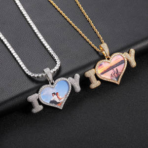 Colgante de Plata con Diamante Cultivado en Laboratorio, Chapado en Oro, con Foto Personalizada de Corazón 'Te Amo', Recuerdo para Parejas, Certificado IGI - Product Image 4