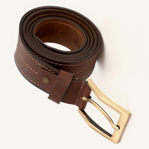 High Quality Triple Stitched <b>Brown</b> <b>Tan</b> Premium Leather Casual Belt for Men and Women at Wholesale Manufacturer India - Product Image 3