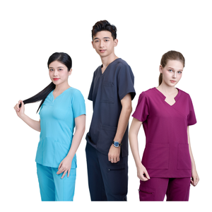 Tenue médicale personnalisée pour femme, pantalon large à motif floral, ensemble de blouses médicales confortables en coton/PE/rayonne, détection des aiguilles, échantillon gratuit - Product Image 3