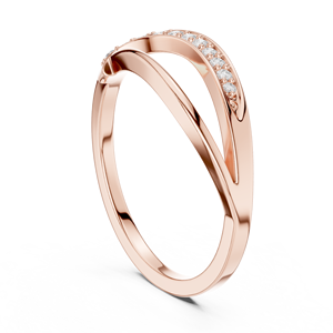 Bague élégante en or rose plaqué, incurvée et ouverte, sertie de diamants, pour femme, idéale pour mariage, anniversaire, soirée, bijou raffiné, cadeau. - Product Image 4