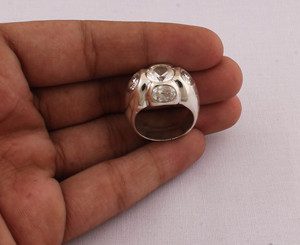 Vintage Crystal <b>Ring</b> 925 Sterling <b>Silver</b> Jewelry Sparkling Clear Gemstone <b>Ring</b> Antique Style <b>Statement</b> <b>Ring</b> for Women Victorian - Product Image 2