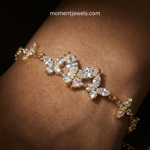 925 Sterling <b>Silver</b> Gold Plated Butterfly Moissanite <b>Bracelet</b> <b>Adjustable</b> Chain Bangle Marquise Cut Jewelry for Women - Product Image 2
