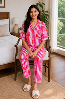 Ensemble de pyjama rose floral 100 % coton pour femme avec sac de rangement assorti – Vente en gros |   Doux, respirant, léger, luxueux, décontracté