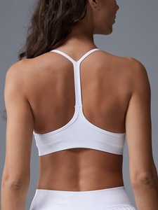 Women Thin Strap Backless Sports Bra Scoop Neck Fixed Molded Cup Active Wear <b>Crop</b> <b>Top</b> High Elasticity Tennis Bralette - Product Image 4