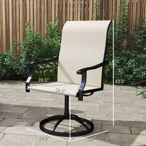 Set di 2 sedie da pranzo da giardino con schienale alto, in rete beige per tutte le stagioni, per giardino, prato e cortile - Product Image 3