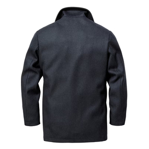 OEM Service Long Pea Coat Black Color Wool Fabric <b>Double</b> <b>Breasted</b> Lightweight Office Work Formal Pea Coat With Side Pocket - Product Image 4