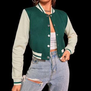 Veste d'hiver matelassée courte pour femme, en laine et cuir, écologique, séchage rapide, coupe-vent, broderie de logo personnalisée, service OEM - Product Image 1