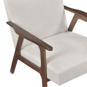 Poltrona Moderna Contemporanea in Tessuto Beige con Finitura Marrone in Legno di Gomma Massiccio, Arredamento Moderno per Soggiorno - Product Image 4