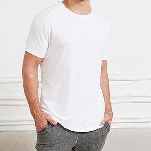 Camisetas de cuello redondo para hombre, camisetas de algodón suaves y transpirables con cuello redondo, camisetas lisas con cuello redondo para hombre, camisetas informales cómodas y ajustadas - Product Image 6
