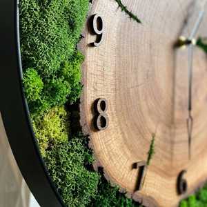 Green Haven Wood Slice <b>Clock</b> Mossy Timber Artisan Wall <b>Clock</b> Rustic Woodland Moss Decor <b>Clock</b> Enchanted Forest Wood <b>Clock</b> - Product Image 4