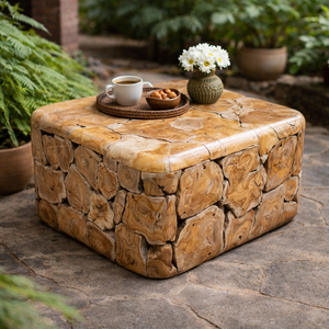 ARTERRA Luxury Handcrafted Rustic Teak Root <b>Cube</b> <b>Coffee</b> <b>Table</b> Eco-Friendly Durable Artisan Living Room Furniture Combining - Product Image 2