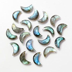 Natural Labradorite Crescent <b>Moon</b> Shape Carved Gemstone 17mm Faceted Briolette <b>Charm</b> For Jewelry Making Wholesale Price Bulk - Product Image 1