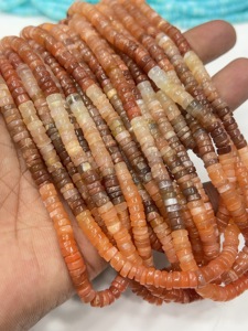 Perles de pierres précieuses de haute qualité pour la fabrication de bijoux, 17 pouces, pierre de lune naturelle multicolore, forme Heishi lisse, taille 6-7 mm - Product Image 3