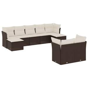 Brown Rattan Garden <b>Sofa</b> <b>Set</b> With Cream Cushions Outdoor Furniture Contemporary Design Waterproof UV Resistant PE Wicker - Product Image 2