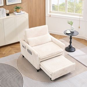 Divano Letto Compatto Beige Confortevole con Cuscino per Camera da Letto, Balcone o Piccolo Appartamento - Product Image 4