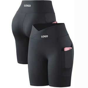 Shorts de sport personnalisés pour femmes, taille haute, ajustés, séchage rapide, respirants, pour le cyclisme et le fitness, avec poches - Product Image 5