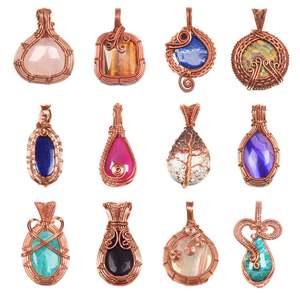 Wholesale Best Quality Natural Stone Copper Wire Wrap Pendant Carved Crystal Gemstone <b>Necklace</b> At Factory Price - Product Image 1