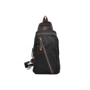 Sac bandoulière unisexe en cuir et toile, sac de poitrine, sac à bandoulière, sac de voyage, randonnée, extérieur, mode, fermeture éclair, vente en gros LCSB-0004 - Product Image 1