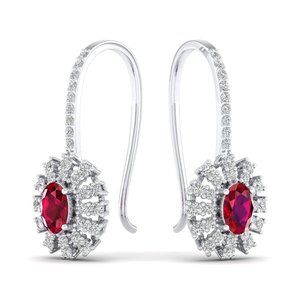Pendientes Largos Colgantes REYES Personalizados en Oro de 14K con Rubí Rojo de 0.73 Quilates para Mujer, Certificados por IGI, Joyería de Regalo con Diamantes - Product Image 5