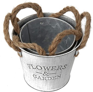 Galvanized <b>Tin</b> Planter Vintage Galvanized Metal <b>Bucket</b> Pot for Farmhouse Planter Decor Customization - Product Image 6